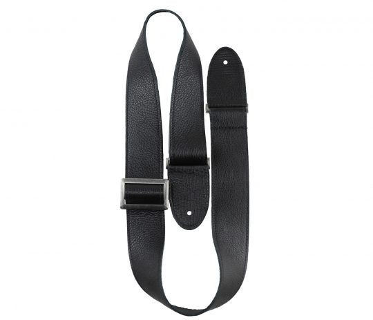 GUITAR STRAP 2" ITALIAN LEATHER VINTAGE HARDWARE BLACK