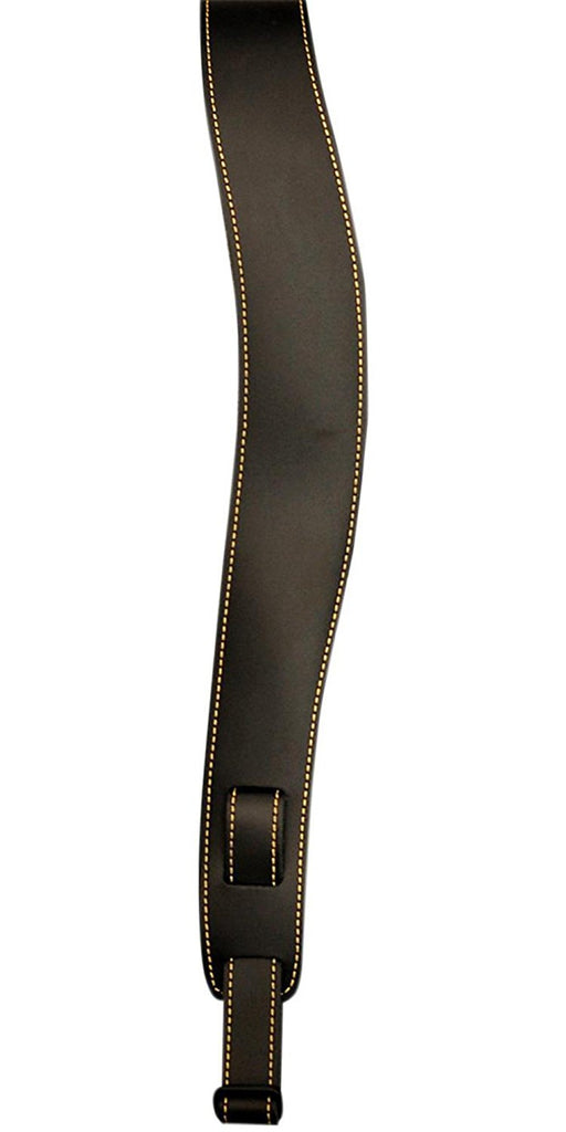 Slim Leather Guitar Strap Black W/Stitching